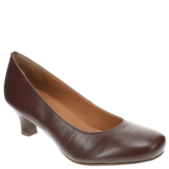 Array Shoes - ARRAY Brown Leather Pumps Size 6.5 Wide | Kitten Heel Comfort Shoes NWOB